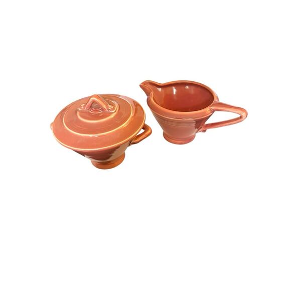 Vintage Harlequin Homer Laughlin Rose Pink Sugar & Creamer